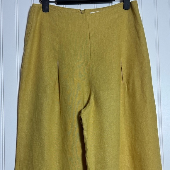 Reformation Cleo Linen Pants Ss 4 Wide Leg Pants in Mustard Yellow High Waist - Picture 2 of 9